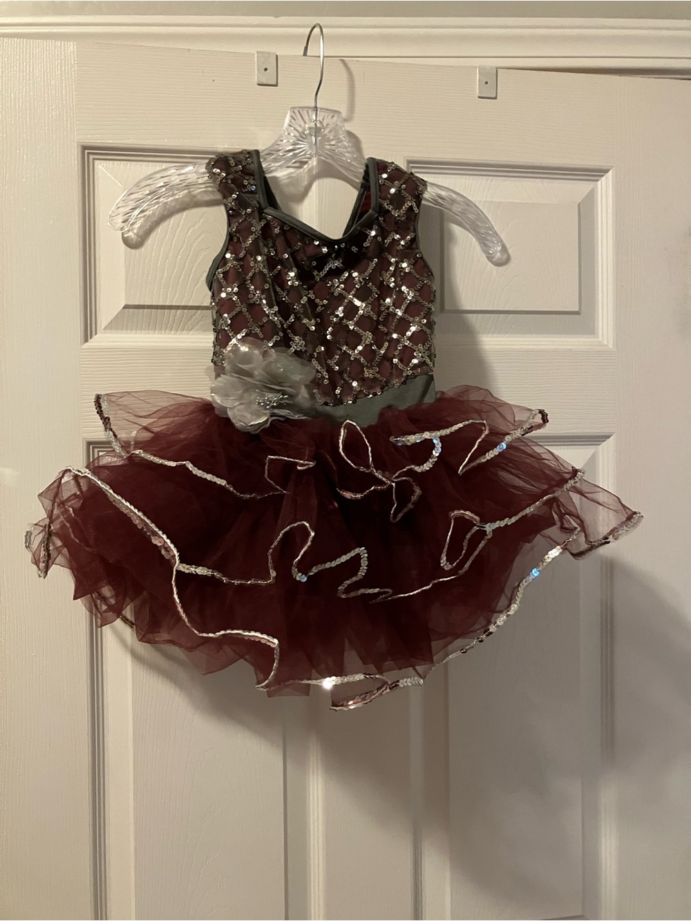 Kids Sparkle Tulle Ballet Costume Dress in Burgundy